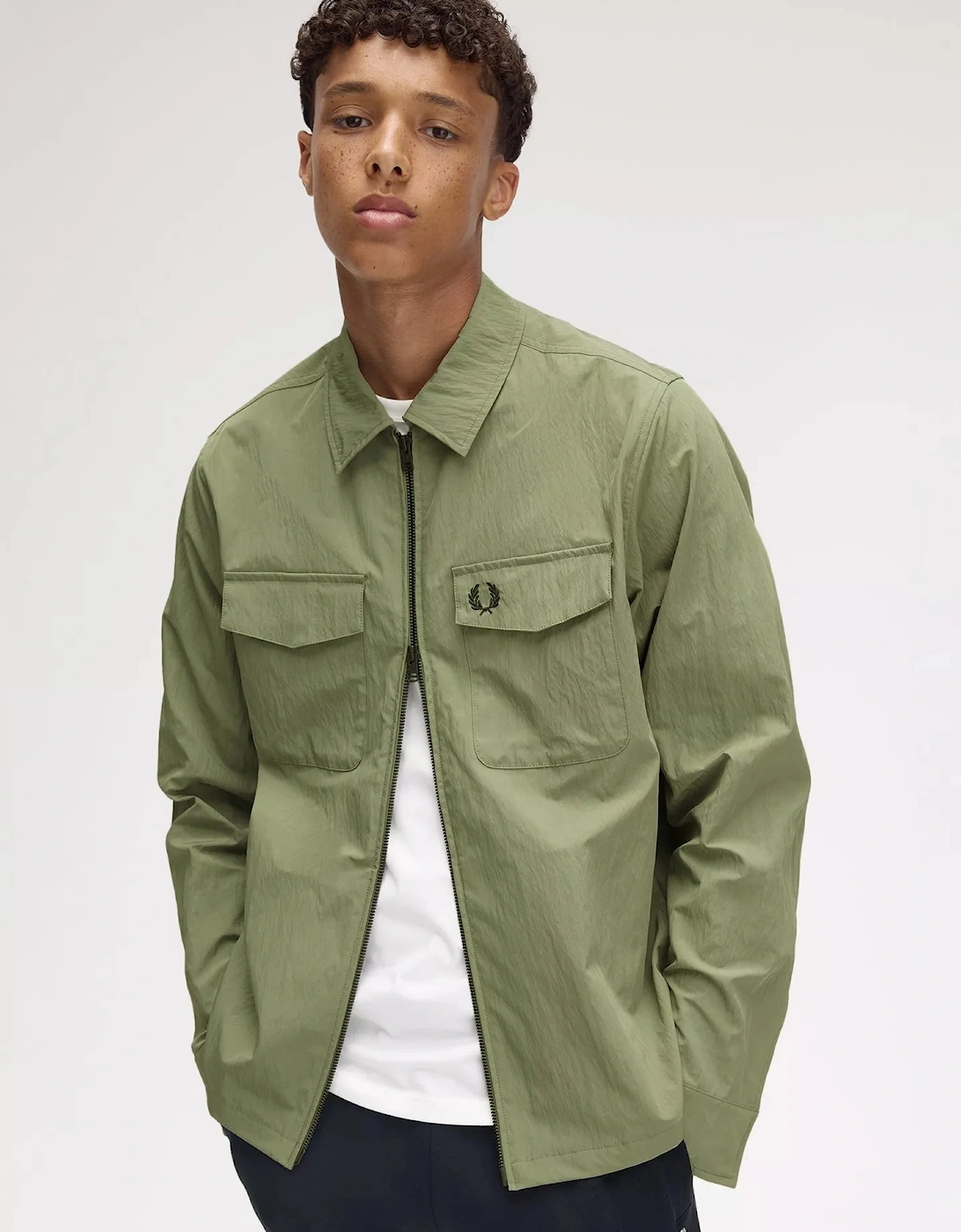 M5684 Zip Through Overshirt - Olive Mint
