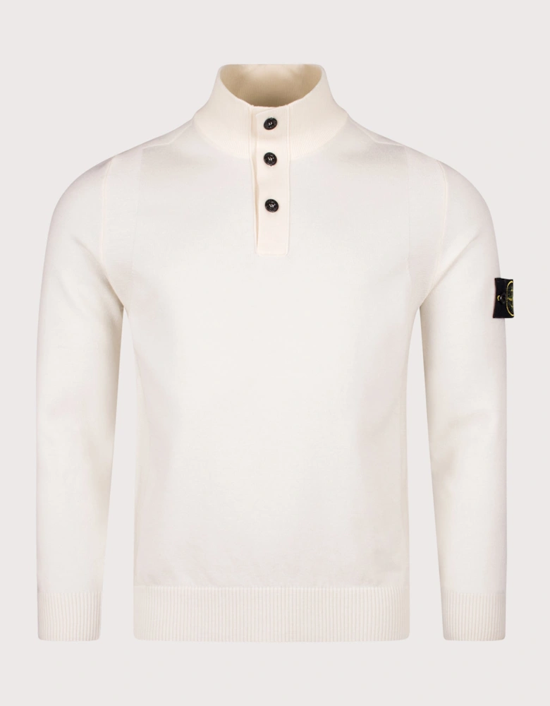 Button Neck Reverse Stitch Jumper