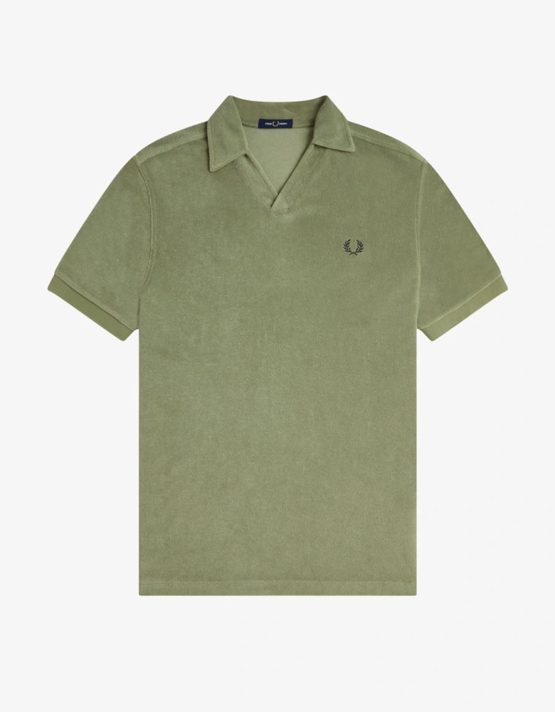 M7830 Open Collar Towelling Polo Shirt - Olive Mint