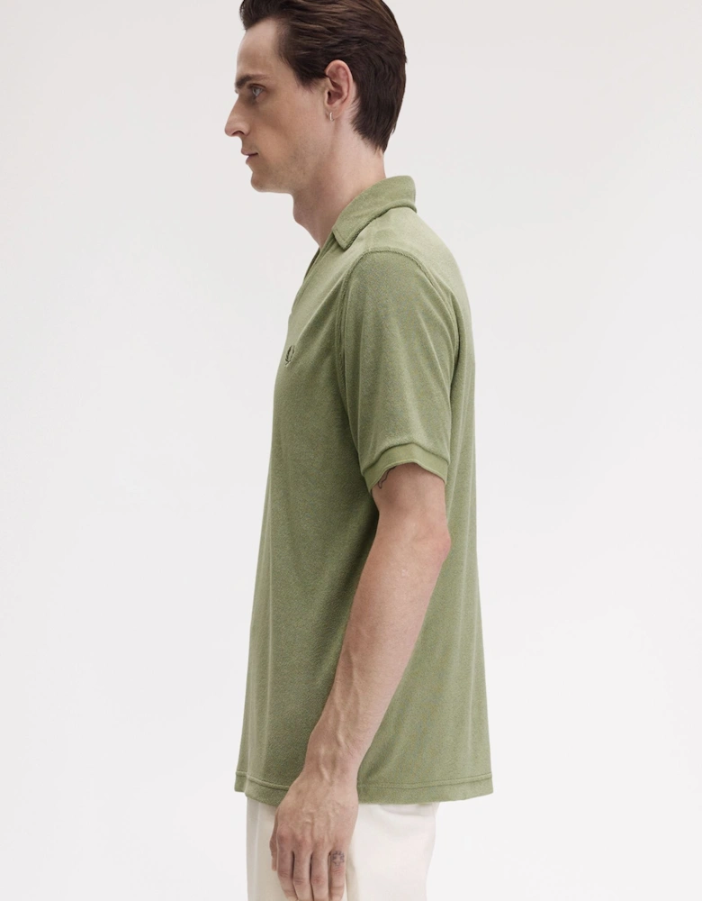 M7830 Open Collar Towelling Polo Shirt - Olive Mint