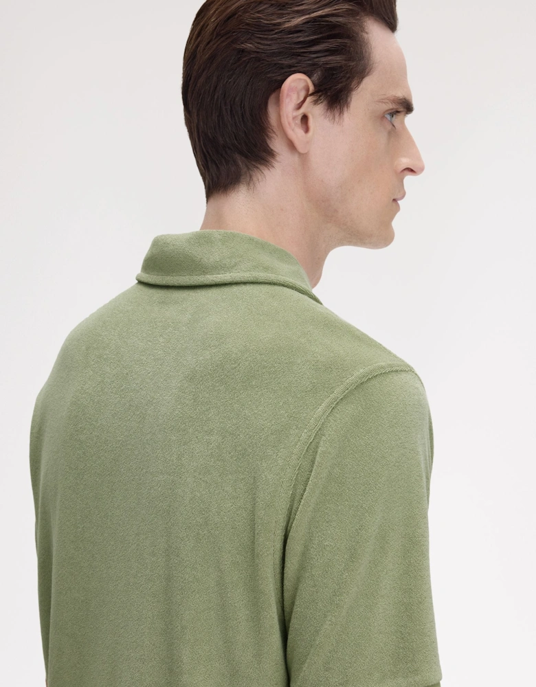 M7830 Open Collar Towelling Polo Shirt - Olive Mint
