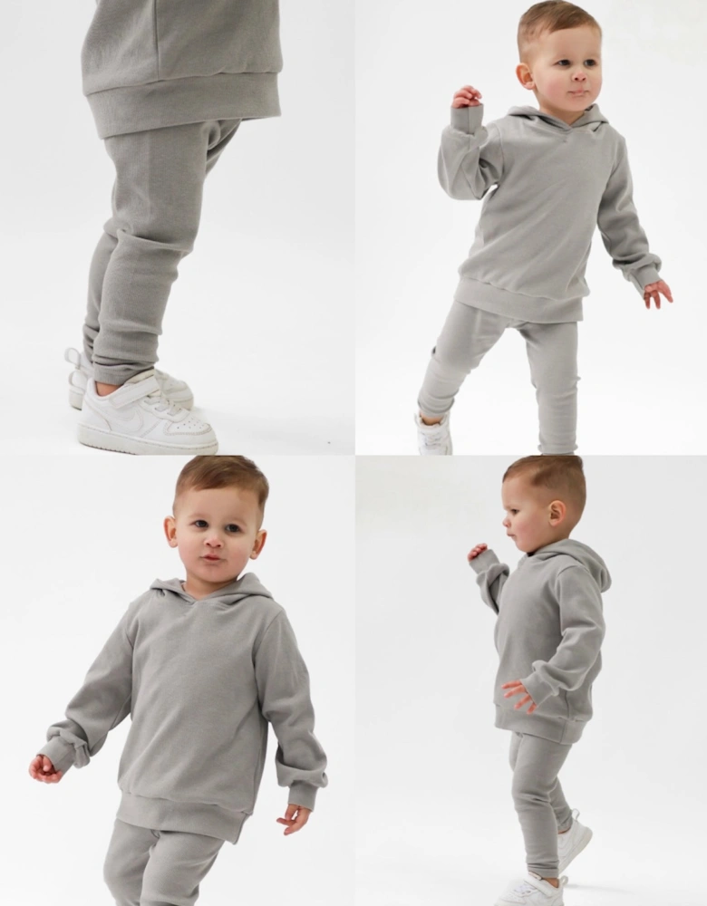 Boys Grey ‘Stormi’ Ribbed Hooded Tracksuit