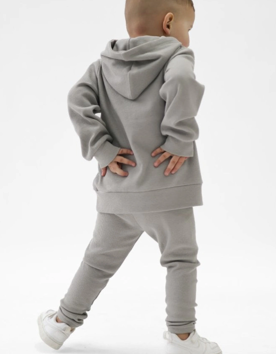 Boys Grey ‘Stormi’ Ribbed Hooded Tracksuit