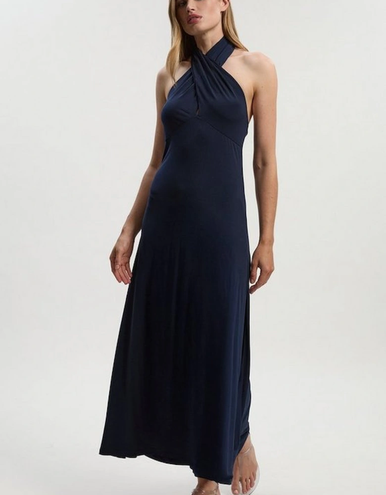 Drapey Crepe Jersey Maxi Dress