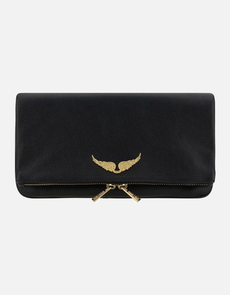 Calfskin Rock Shoulder Bag with Chain Strap Women - Black