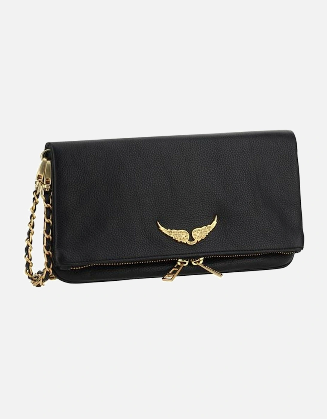 Calfskin Rock Shoulder Bag with Chain Strap Women - Black