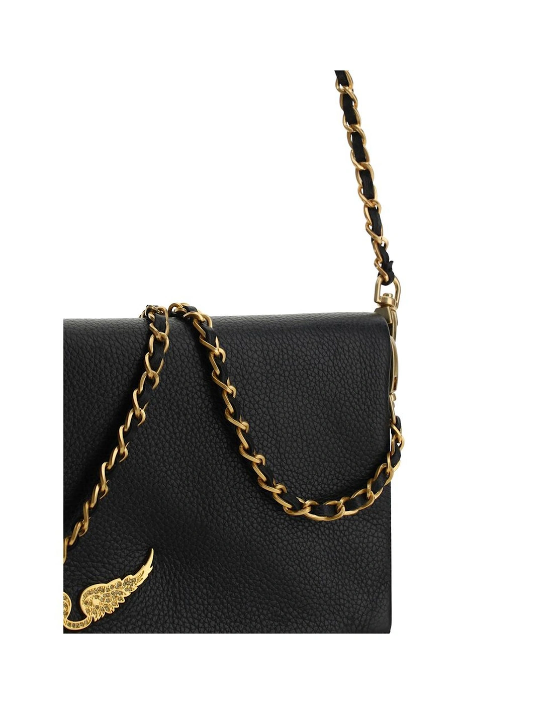 Calfskin Rock Shoulder Bag with Chain Strap Women - Black