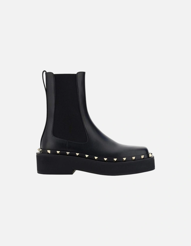 Studded Calf Leather Slip-On Shoes Women - Black Boots