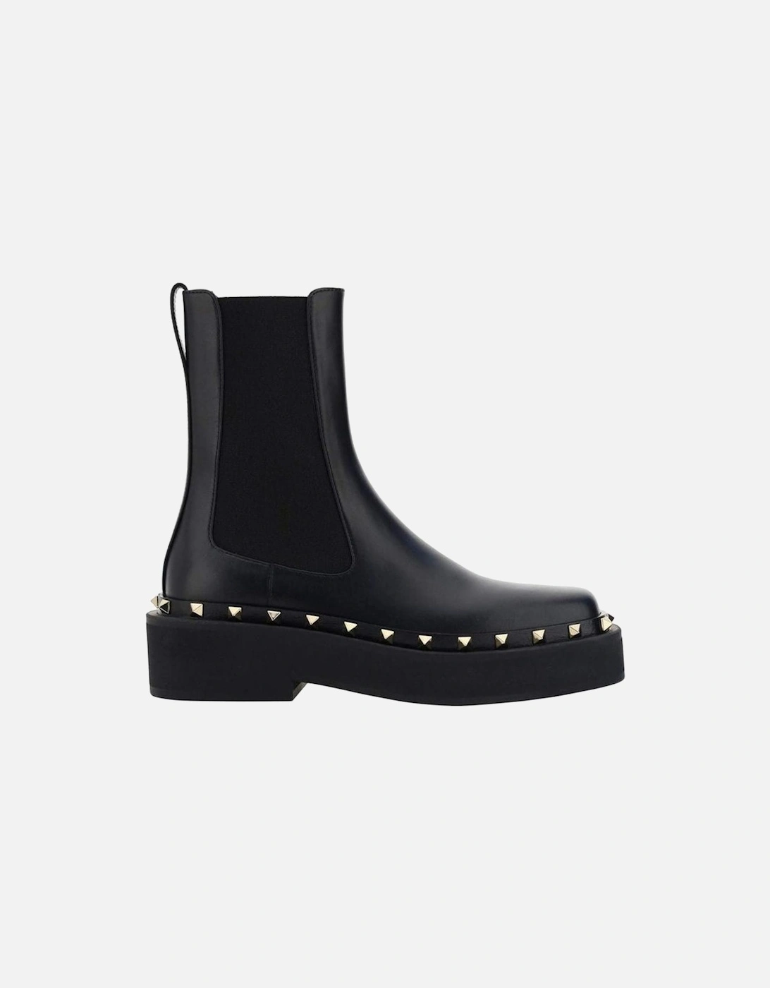 Studded Calf Leather Slip-On Shoes Women - Black Boots, 4 of 3