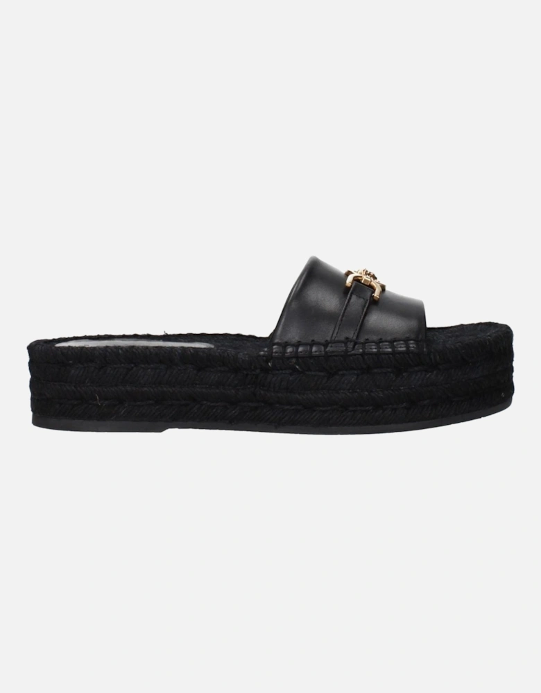 Leather Low-Top Sneakers with Perforated Detailing Women - Black