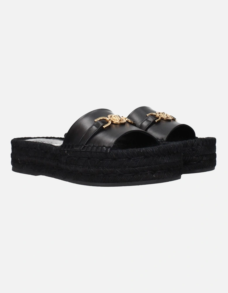 Leather Low-Top Sneakers with Perforated Detailing Women - Black