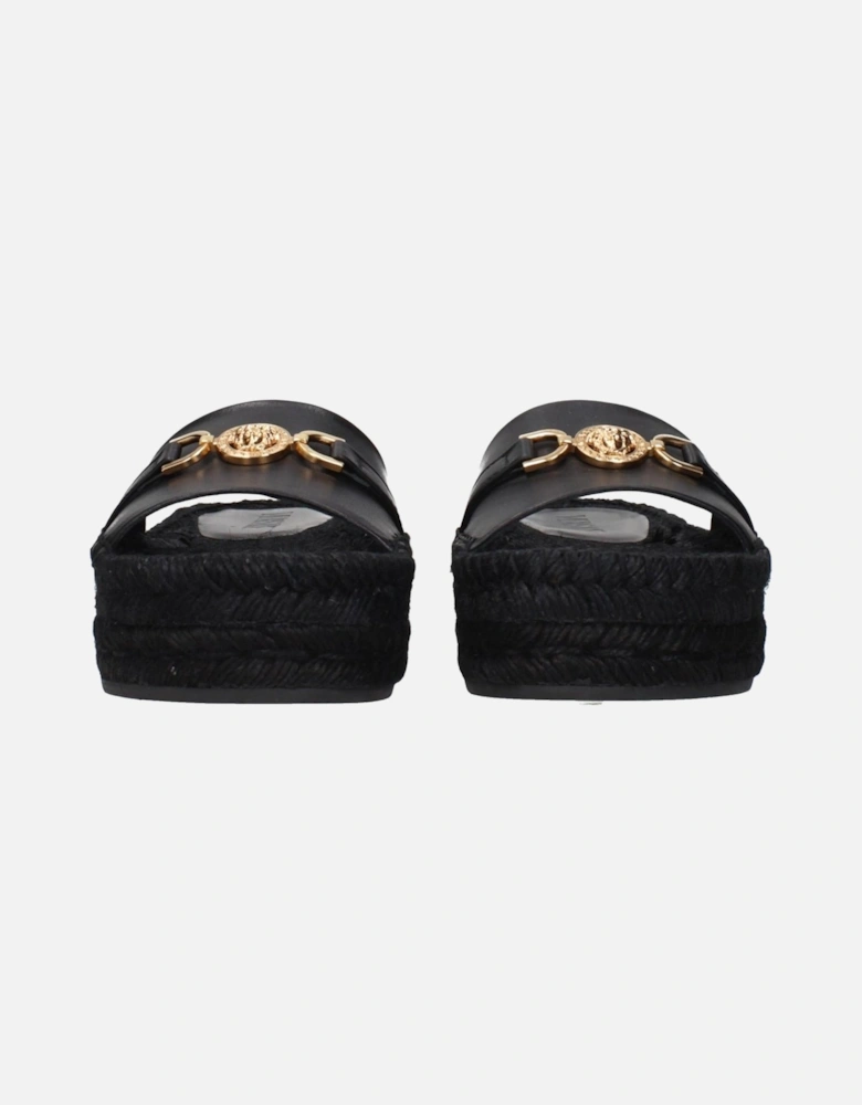 Leather Low-Top Sneakers with Perforated Detailing Women - Black