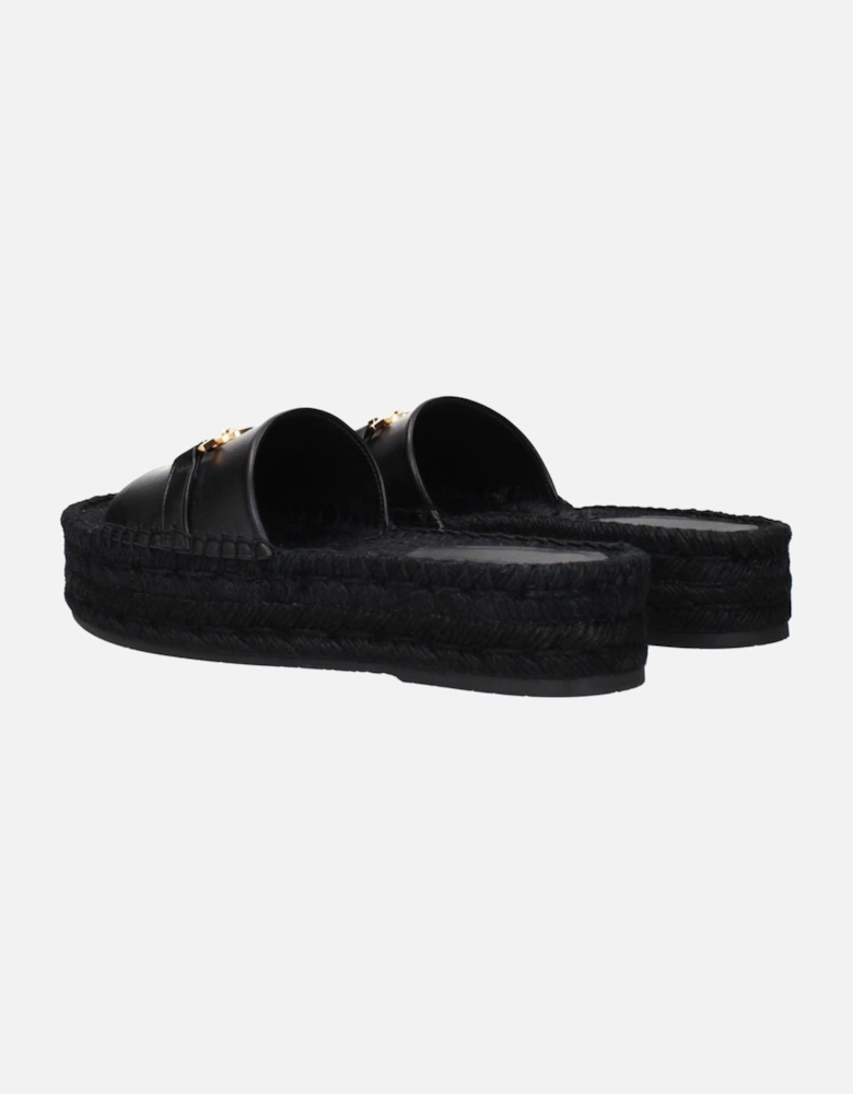 Leather Low-Top Sneakers with Perforated Detailing Women - Black