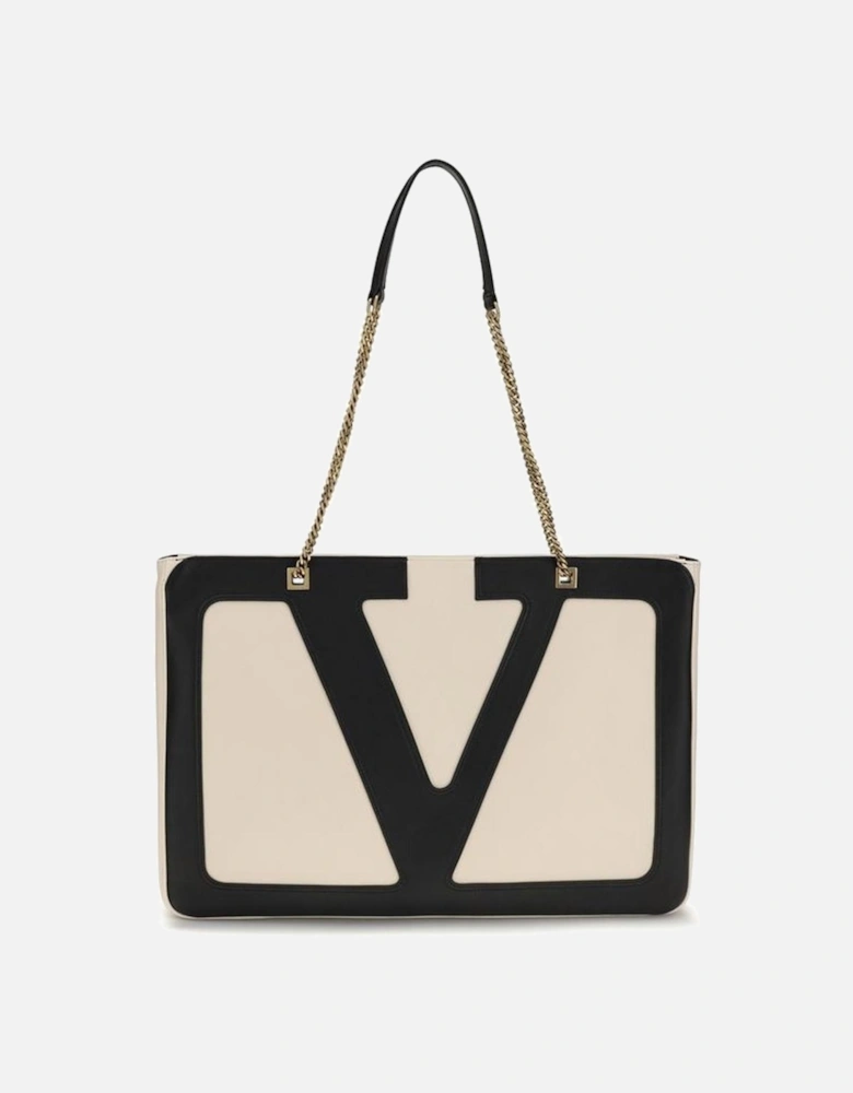 Large Viva Superstar Shoulder Bag with VLogo Women - Cream