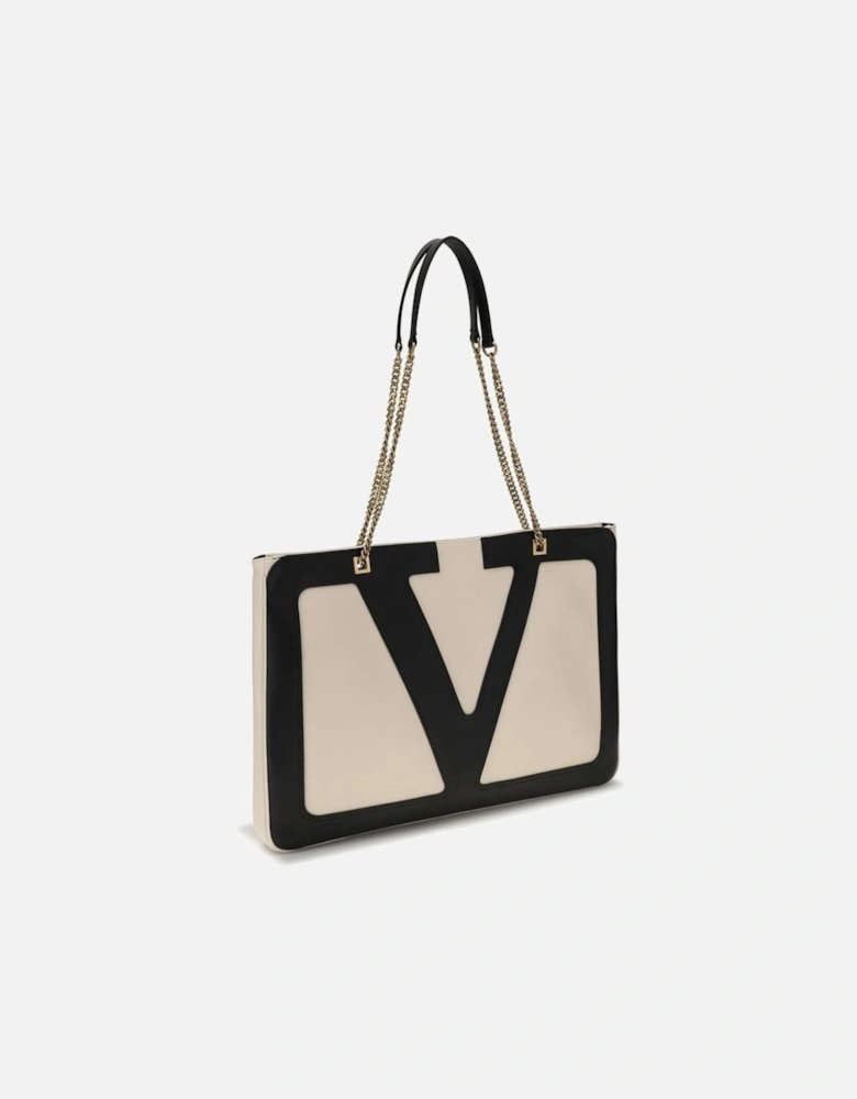 Large Viva Superstar Shoulder Bag with VLogo Women - Cream