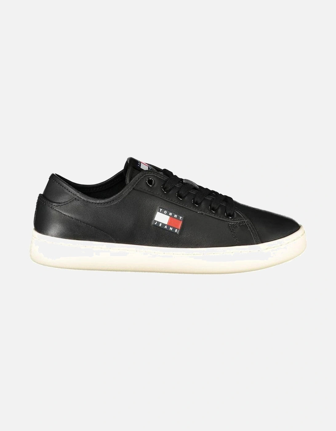 Sleek Leather Sneakers with Contrasting Details Women - Black, 4 of 3