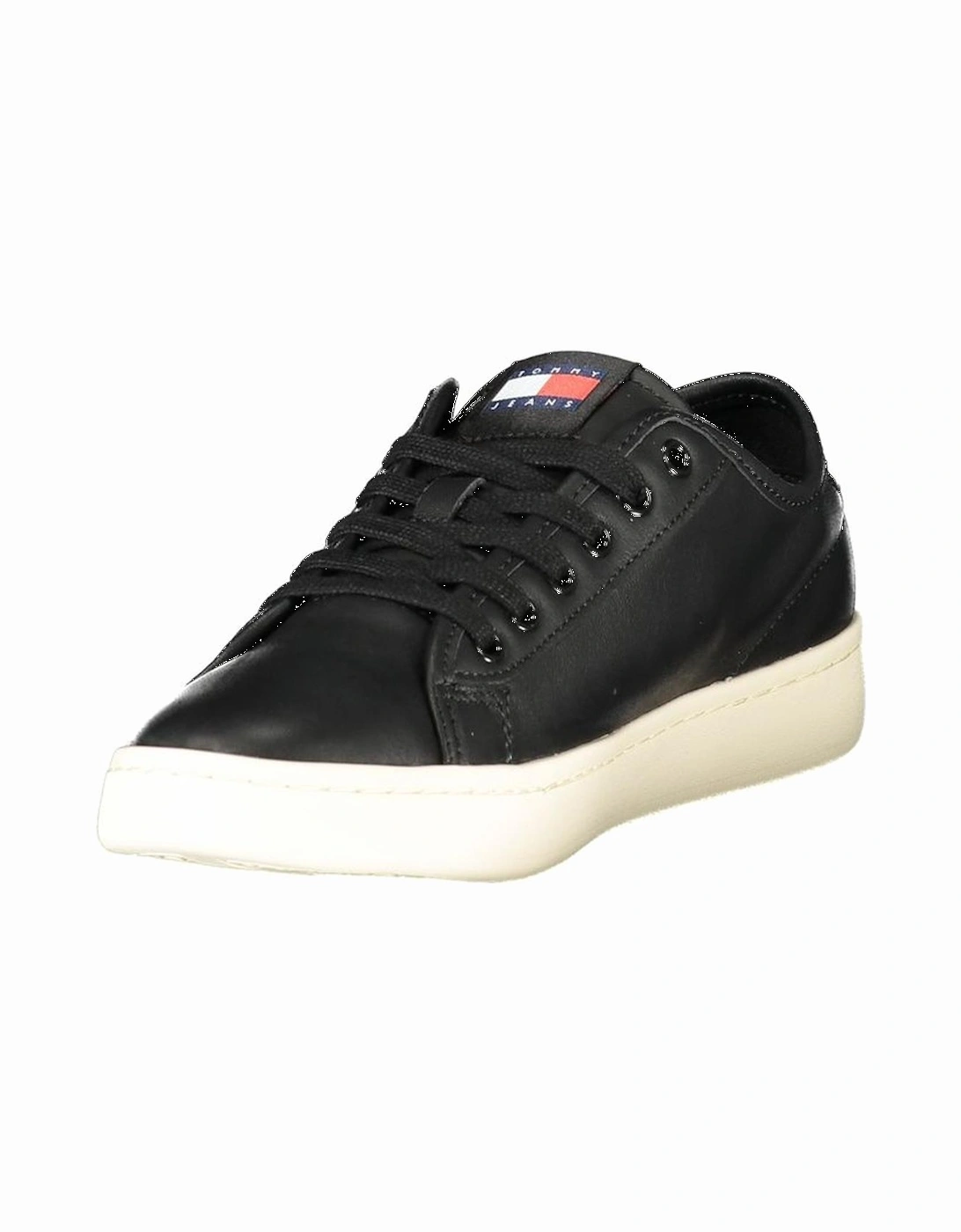 Sleek Leather Sneakers with Contrasting Details Women - Black
