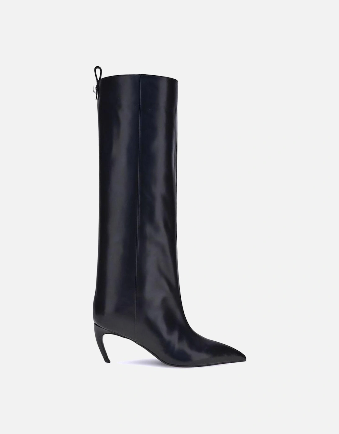 High Leather Boots with Metallic Logo Detail Women - Black, 3 of 2