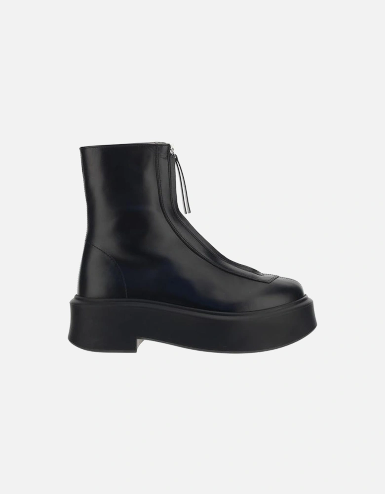 Calfskin Ankle Boots with Platform Sole Women - Black