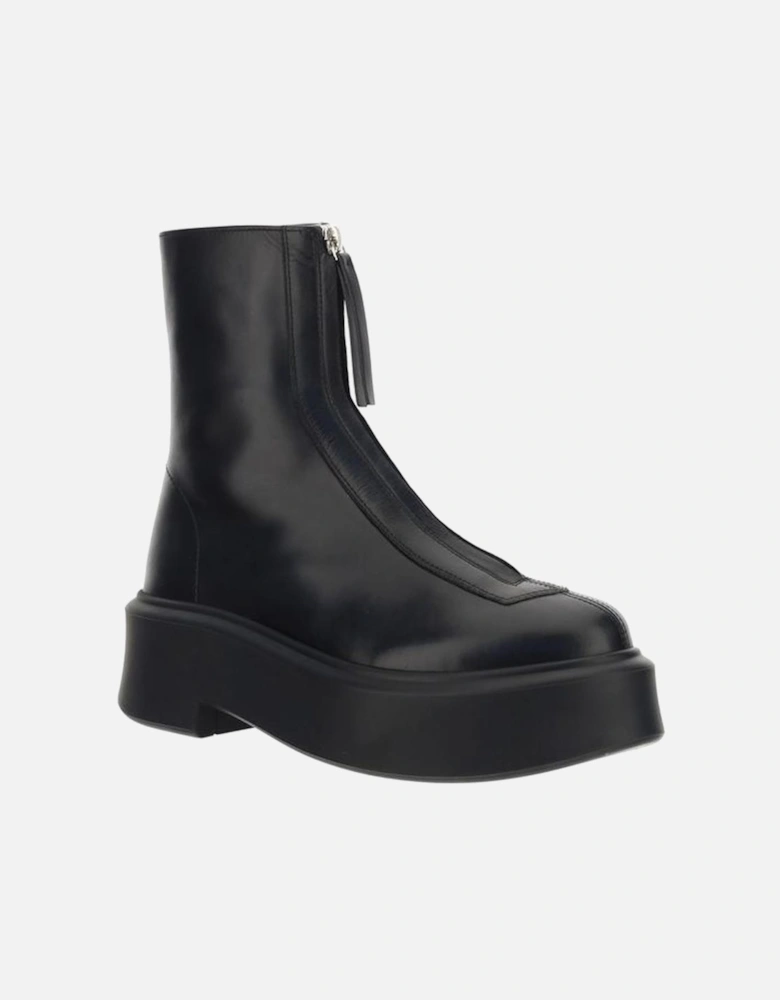 Calfskin Ankle Boots with Platform Sole Women - Black