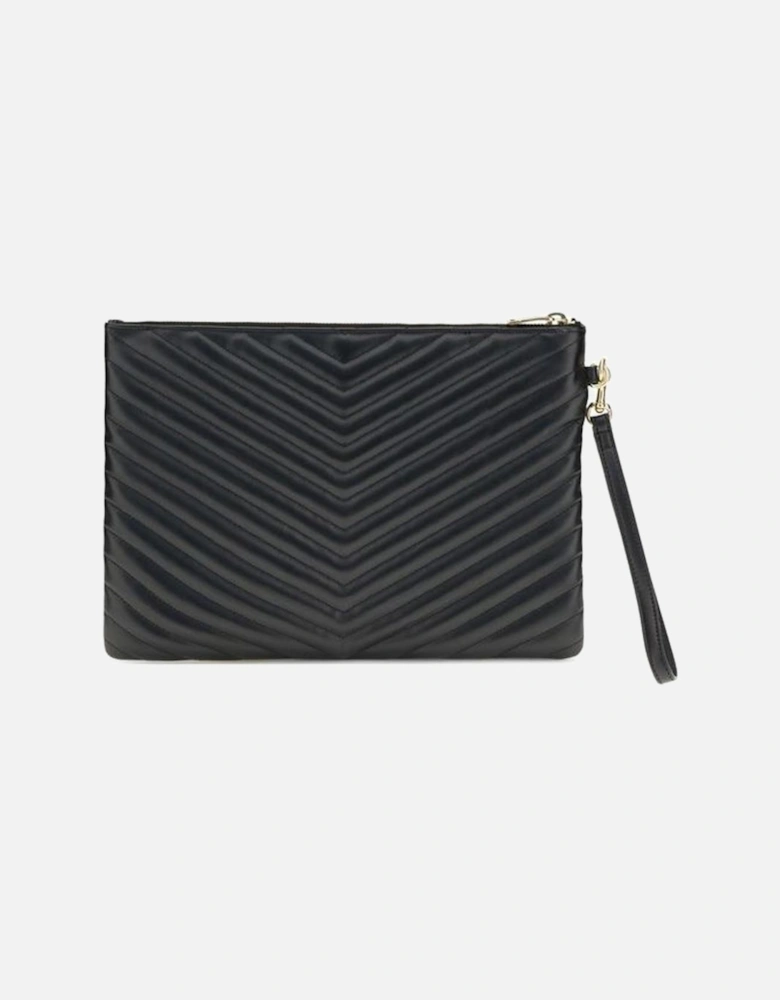 Denim-Effect Leather Matelasse Pouch with YSL Logo Women - Black