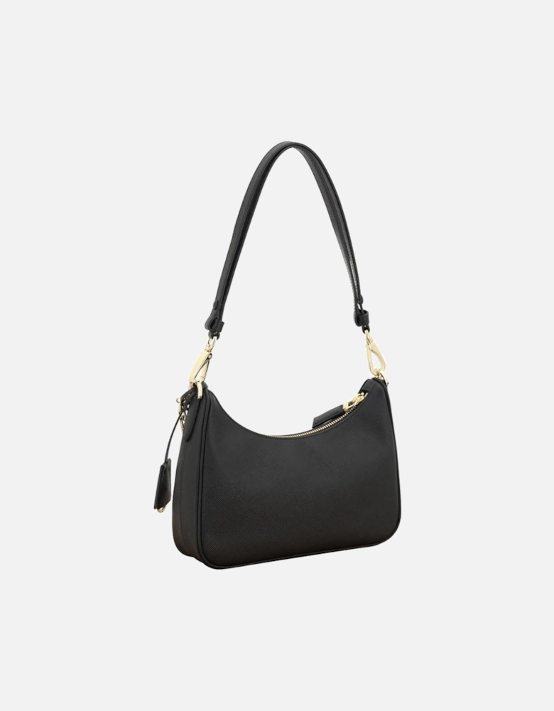 Saffiano Leather Lux Shoulder Bag with Chain Strap Women - Black