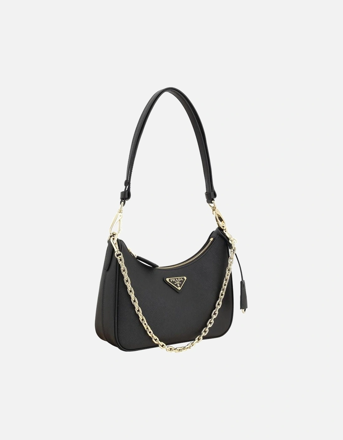 Saffiano Leather Lux Shoulder Bag with Chain Strap Women - Black