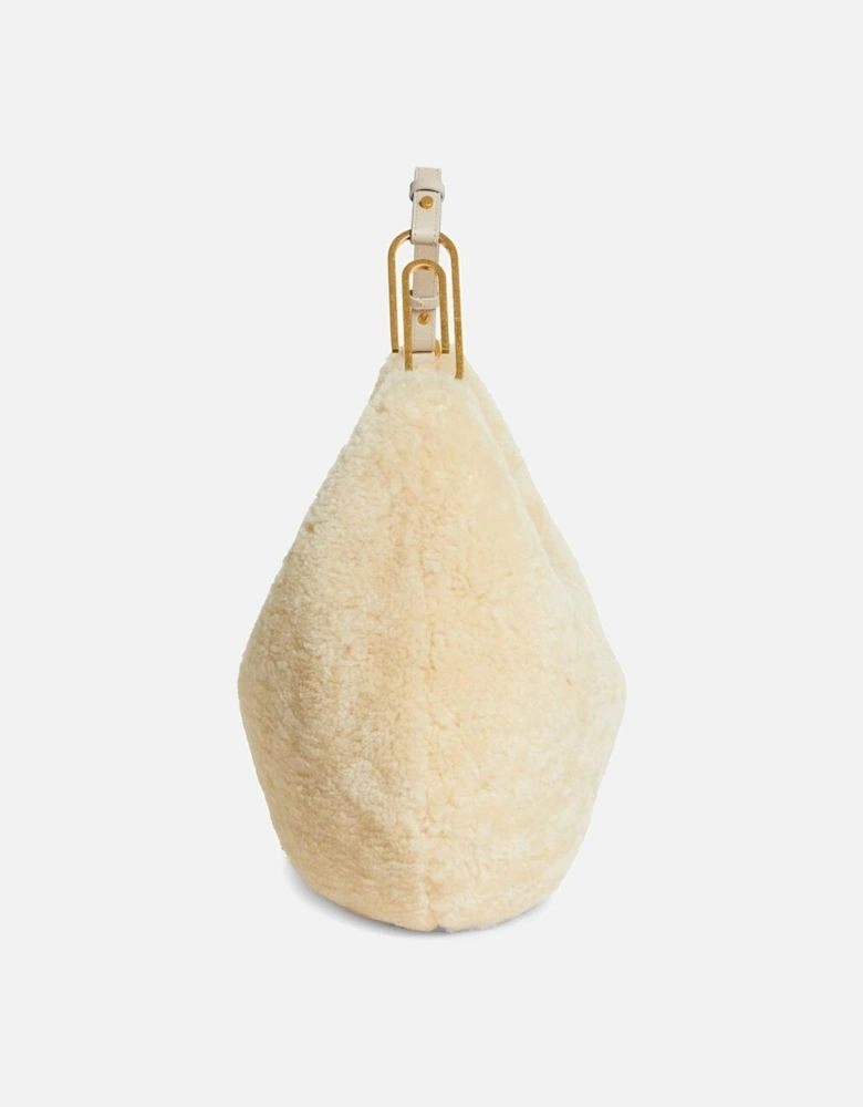 Shearling Cream Shoulder Bag with Gold Hardware Women - White Handbags