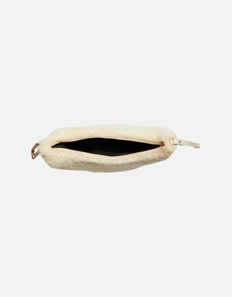 Shearling Cream Shoulder Bag with Gold Hardware Women - White Handbags