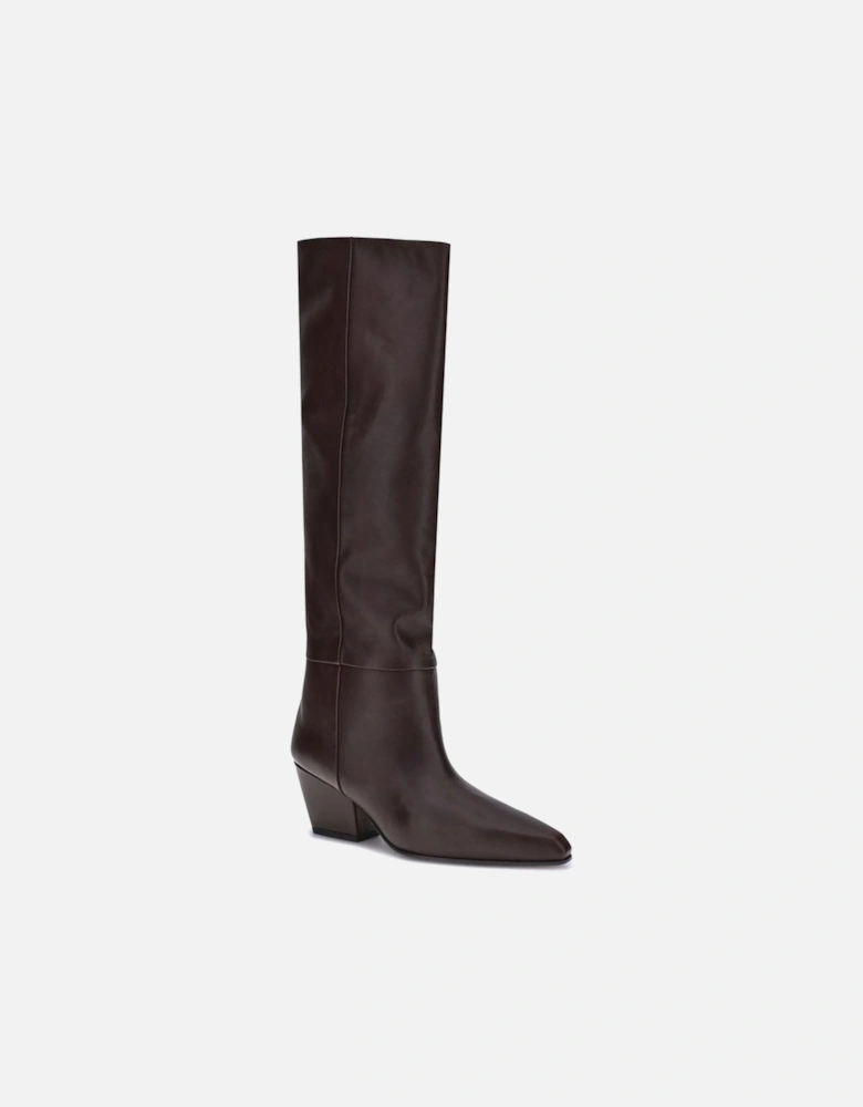 Tall Jane Almond Toe Texan Heel Boots Women - Brown