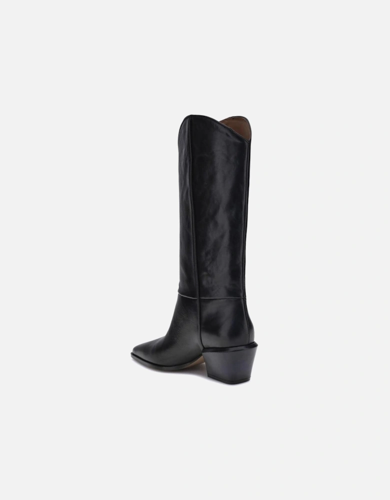 Glossy Leather Bettina Boots with Chunky Heel Women - Black