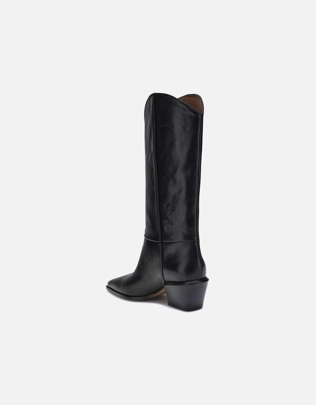 Glossy Leather Bettina Boots with Chunky Heel Women - Black