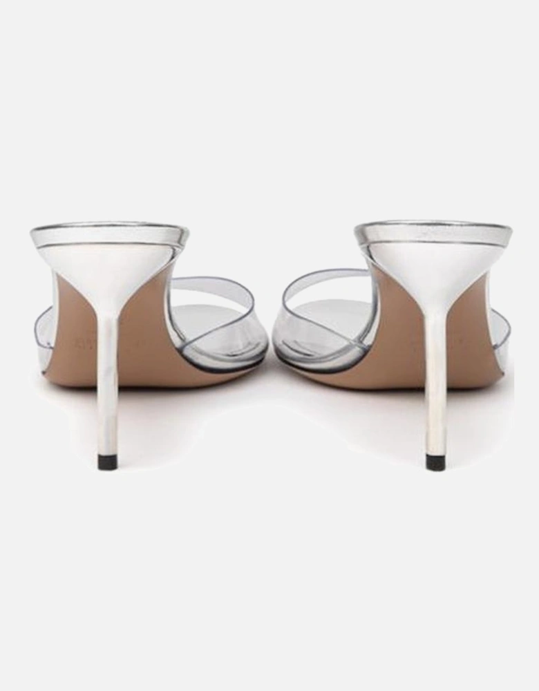 Mule Lidia Leather Stiletto Heel Sandals Women - Gray Shoes