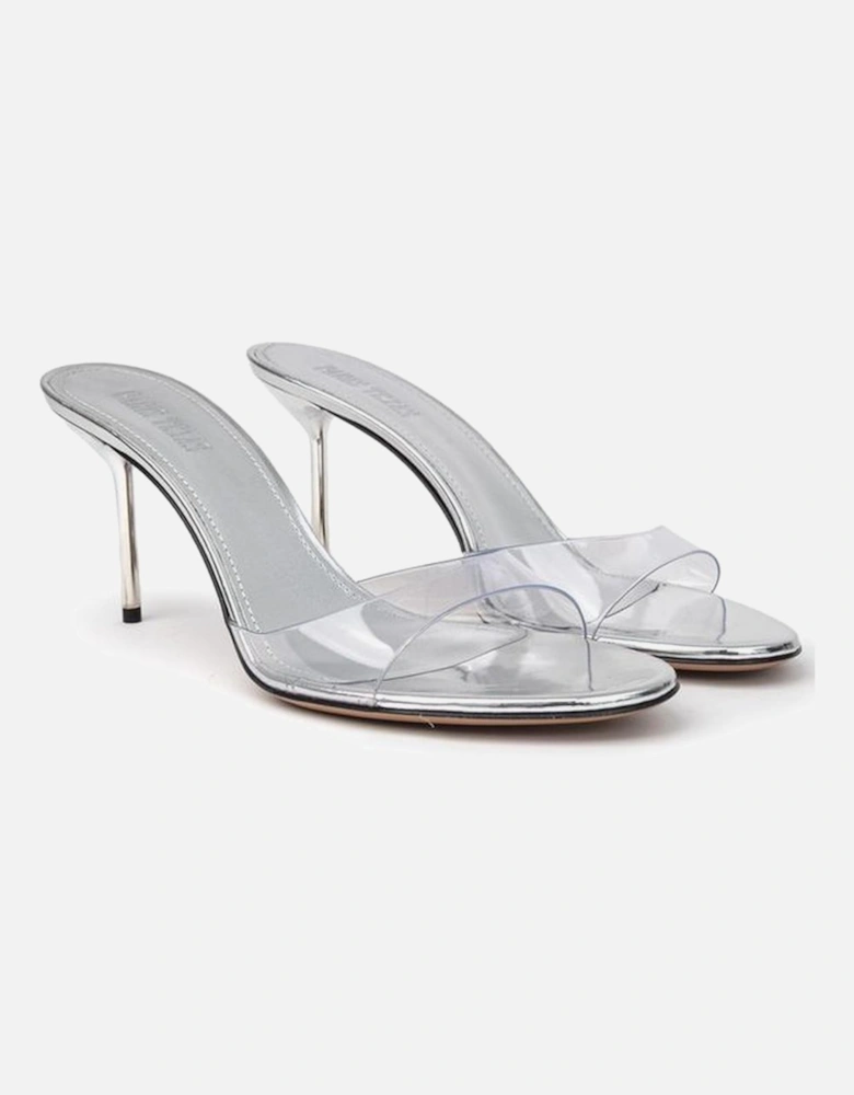 Mule Lidia Leather Stiletto Heel Sandals Women - Gray Shoes