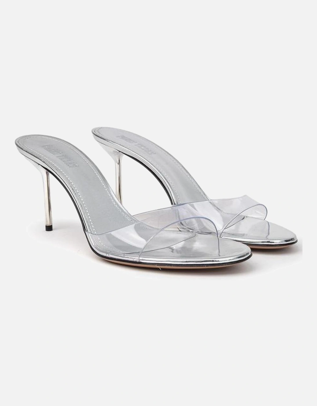 Mule Lidia Leather Stiletto Heel Sandals Women - Gray Shoes