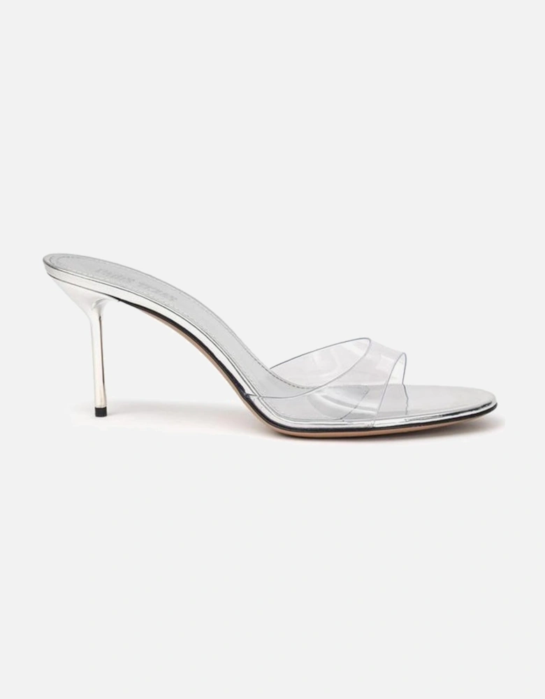 Mule Lidia Leather Stiletto Heel Sandals Women - Gray Shoes
