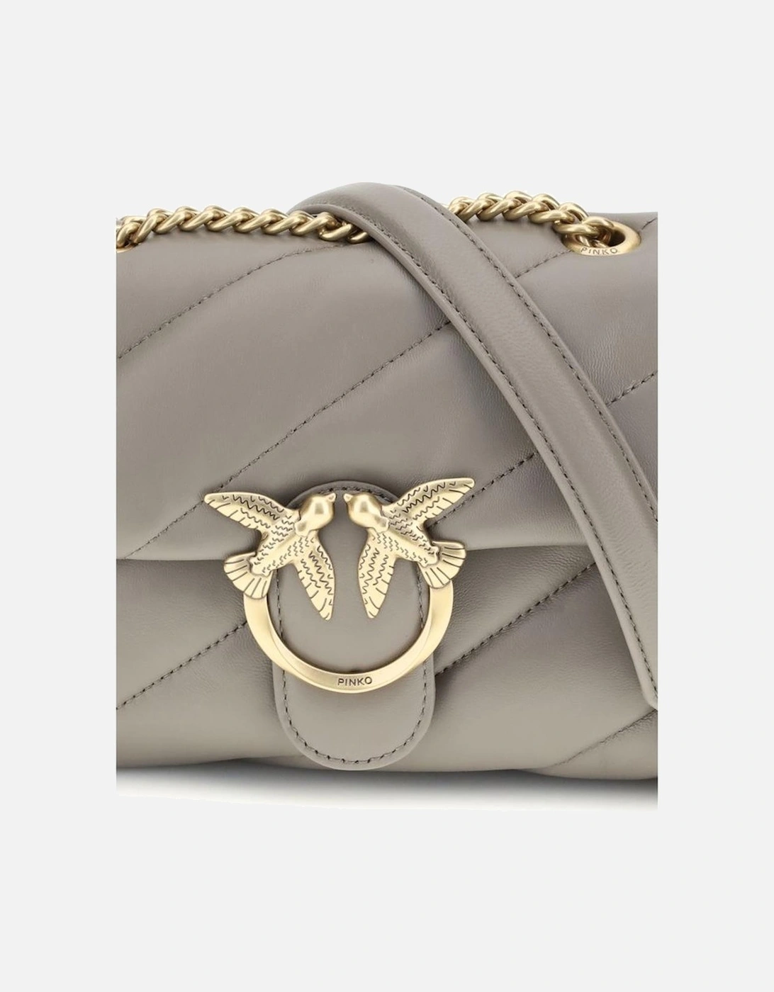 Love Mini Puff Quilted Leather Shoulder Bag Women - Gray