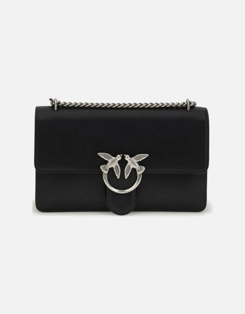 Love Birds Embossed Leather Shoulder Bag Women - Black