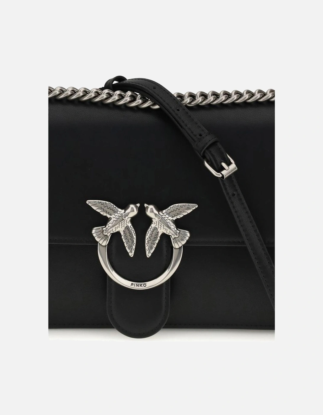 Love Birds Embossed Leather Shoulder Bag Women - Black