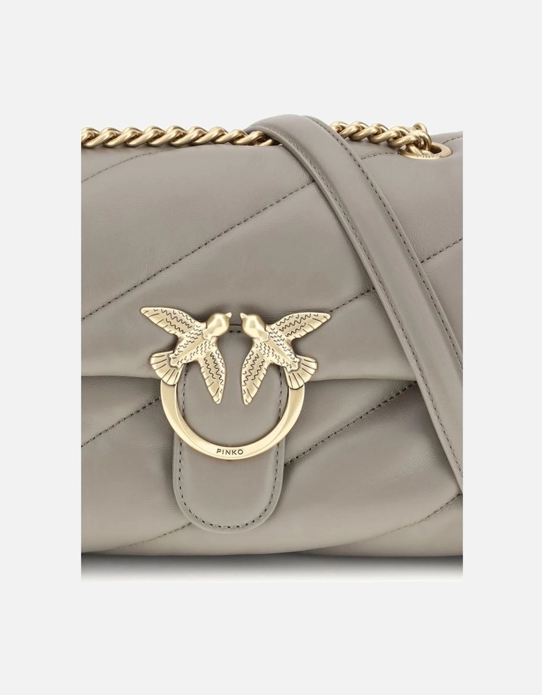 Quilted Calfskin Love Birds Shoulder Bag Women - Gray