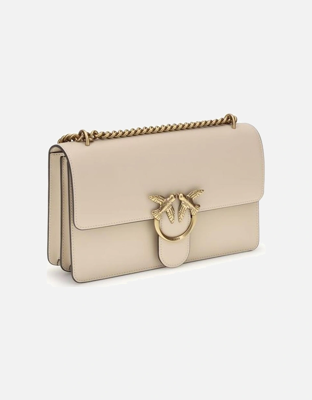 Love Leather Shoulder Bag with Chain Strap Women - Beige