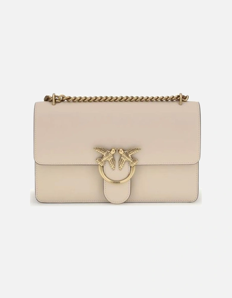 Love Leather Shoulder Bag with Chain Strap Women - Beige