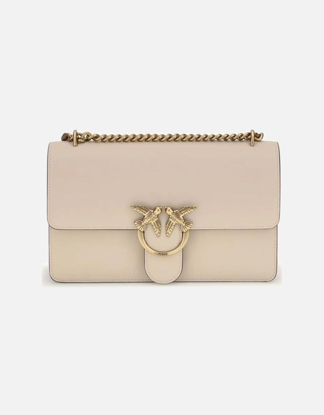 Love Leather Shoulder Bag with Chain Strap Women - Beige, 5 of 4