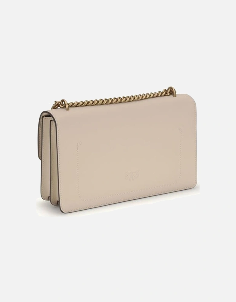 Love Leather Shoulder Bag with Chain Strap Women - Beige