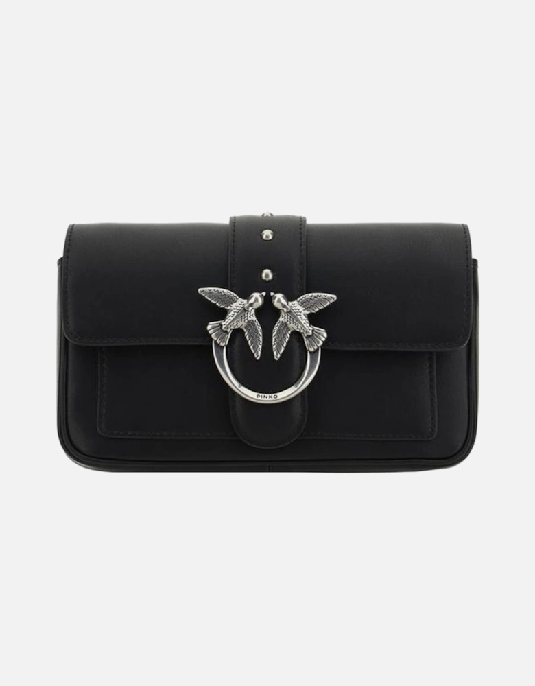 Calfskin Love One Shoulder Bag with Chain Strap Women - Black