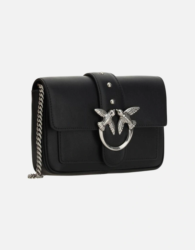 Calfskin Love One Shoulder Bag with Chain Strap Women - Black