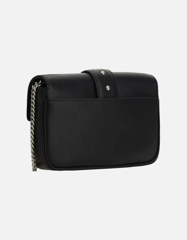 Calfskin Love One Shoulder Bag with Chain Strap Women - Black