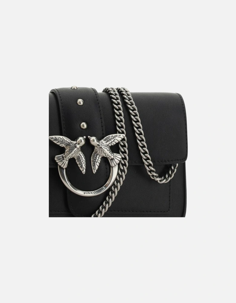 Calfskin Love One Shoulder Bag with Chain Strap Women - Black