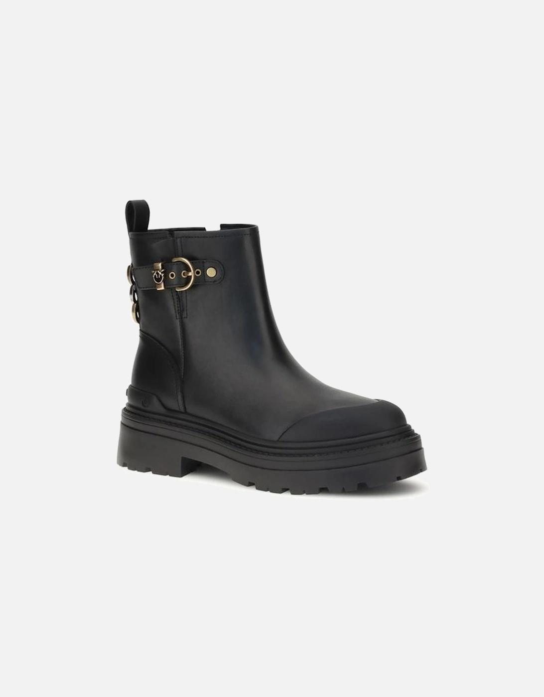 Leather Platform Chunky Sole Sneakers Women - Black Boots