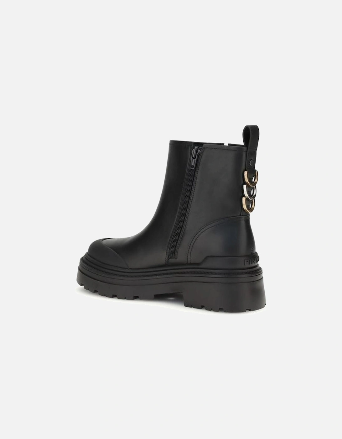 Leather Platform Chunky Sole Sneakers Women - Black Boots